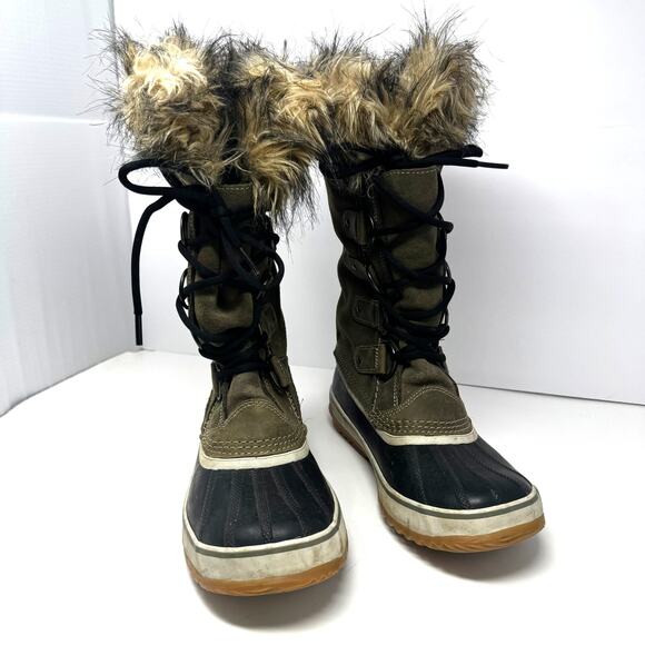 Sorel Joan of Arctic Snow Boots in Nori‎ and Dark Stone Size 9 - Picture 1 of 6